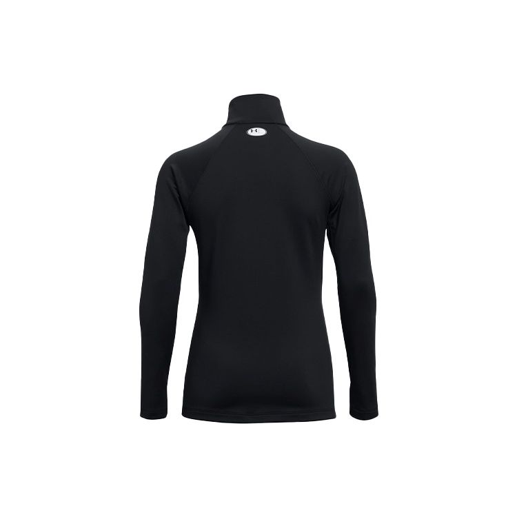 Under Armour Authentics ColdGear® Printed Sports Half-Zip Stand Collar Long Sleeve T-Shirt Women Tops Black 1368699-001