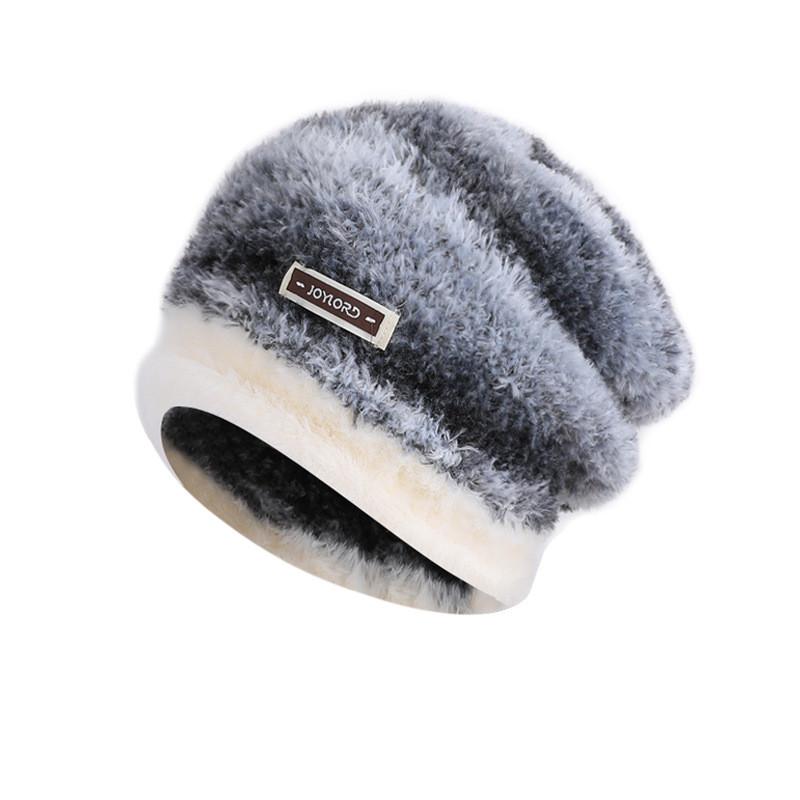 Winter Gradient Plush Beanie With Windproof Warmth For Outdoor Activities Gray
