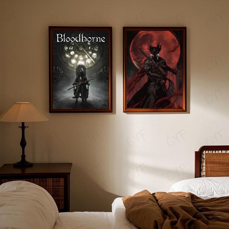 Dark Hunter B-Bloodborne Game Poster HD Art Sticky Wall Waterproof Home Living Room Bedroom Bar Aesthetic Decoration
