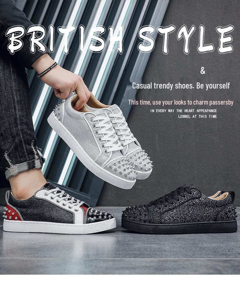 2026 Spring Men's Fashion Rivet Casual Shoes: Trendy and Energetic Youth Board Shoes