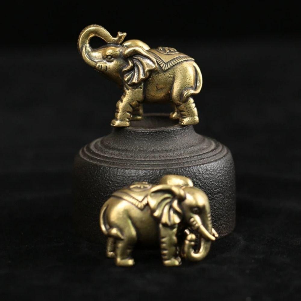 

Твердая счастливая статуя слона ретро медная скульптура животного декор аксессуары 1