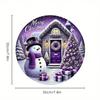 Vintage Purple Snowman Christmas Metal Sign 7.8 Inch Round for Wall Decor Farmhouse Home Bar Cafe Garden Outdoor Indoor