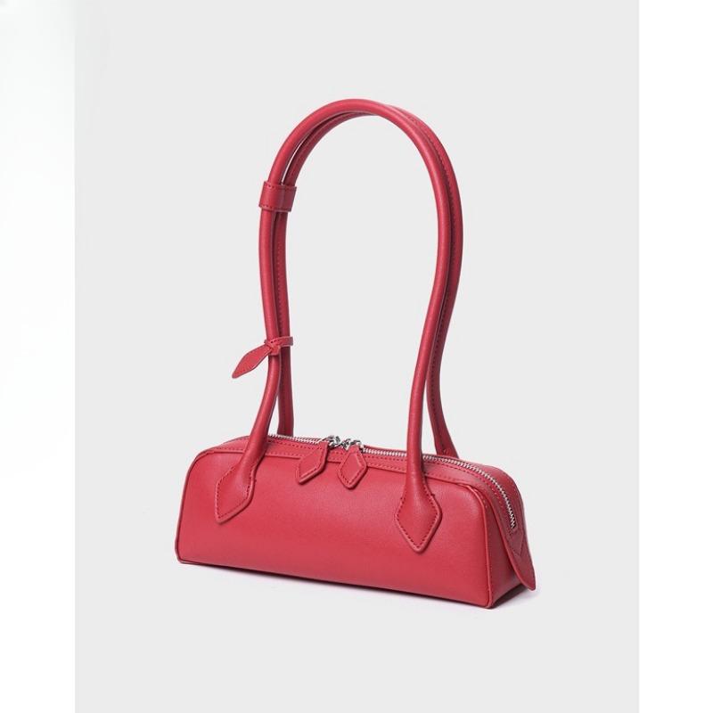 Сумка-багет под мышкой, Высококачественная и Легкая Роскошь из Натуральной Кожи, Одноплечевая Сумка-багет для Поездок на Работу красный