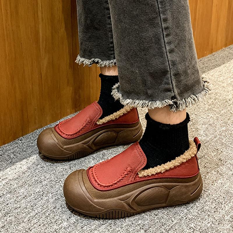 Ugly cute platform women's new velvet warm and non-slip cotton shoes versatile and comfortable Doudou shoes
