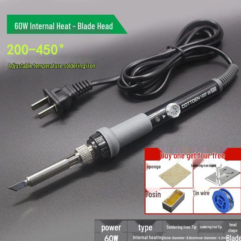 60W Adjustable Temperature Soldering Iron Kit for Electronic Repair - Long Life Inner Heating Type