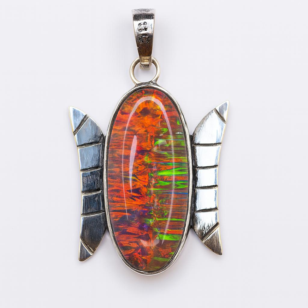 Natural Opal Pendant Flawless Oval 36 ct 925 Sterling Silver Gemstone October Birthday Birthstone