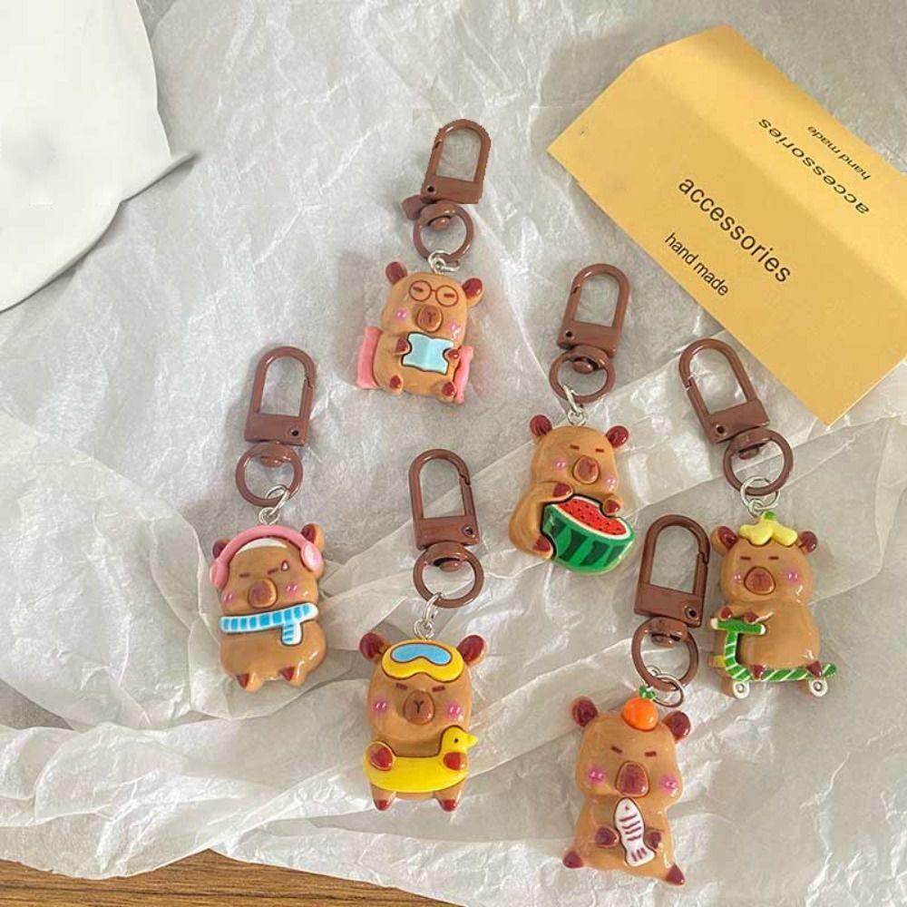Kawaii Capybara Keychain Cartoon Pendant Cute DIY Accessories