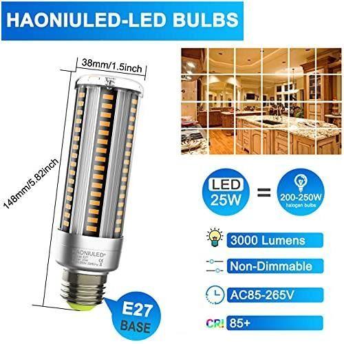LED žárovka E27 25W Teplá bílá 2700K, Ekvivalent halogenové žárovky E27 250w, 3000LM, 360 Úhel, Nestmívatelná, Bez blikání