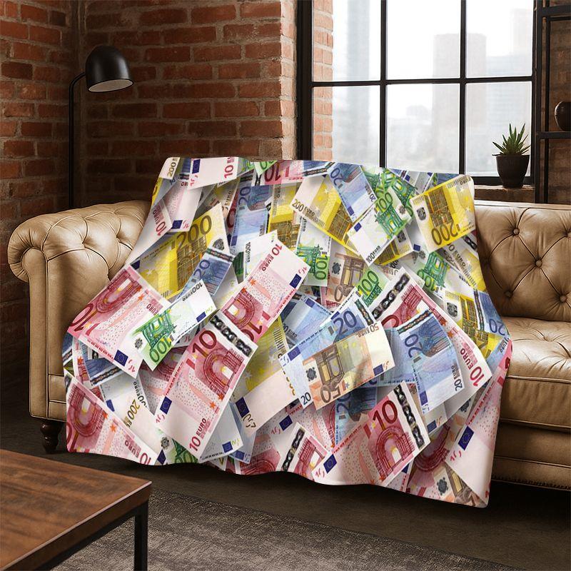 Cartoon Dollar Euro Money Rich Flannel Blanket Soft Warm Throw Blanket for Bedroom Living Room Bed Travel Camping Picnic Gift