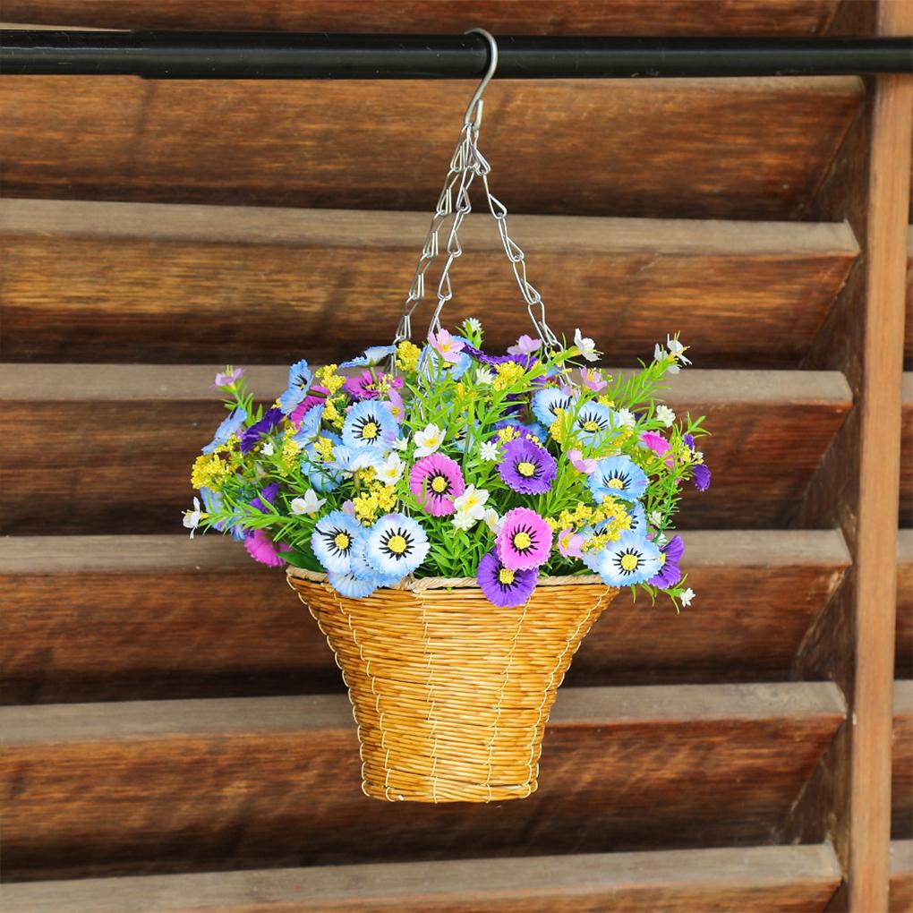 New Artificial Hanging Flowers In Basket Silk Fake Flowers Chain Hanging Basket Flowerpot Wedding Home Party DIY Decoration