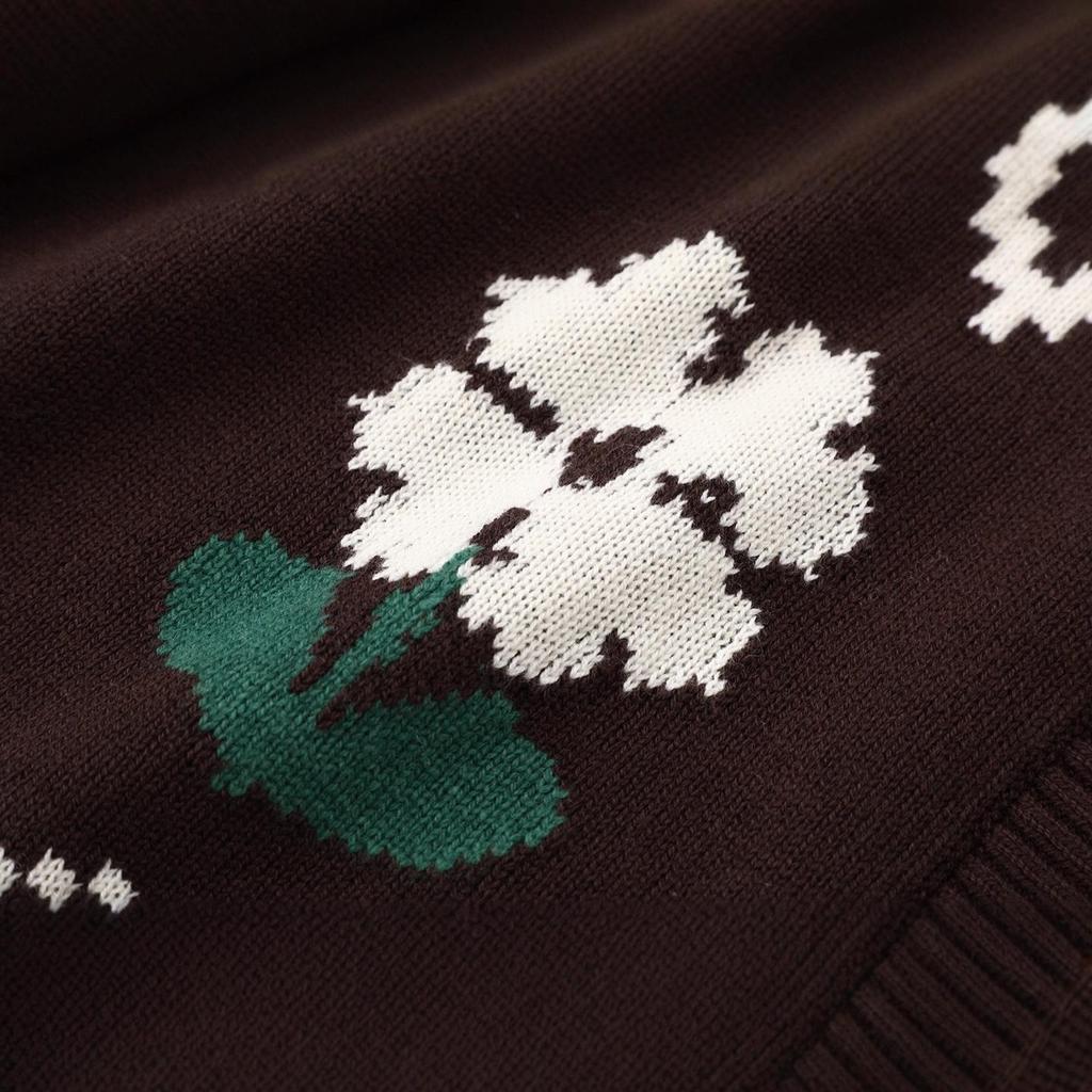 Erhältlich: Damen Strickjacke im Y2K Retro-Stil, Intarsienmuster, Braun, Herbst 2025 - Lässig & Vielseitig