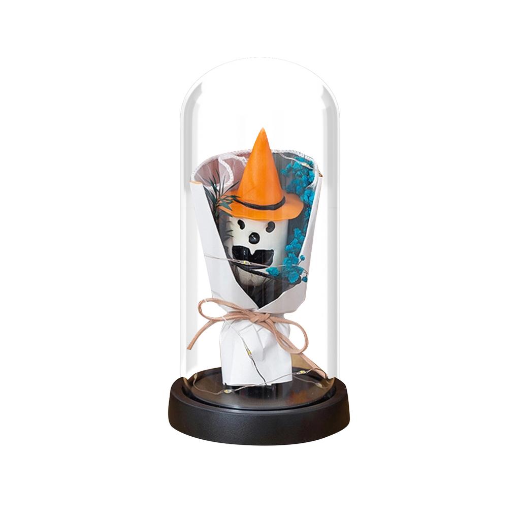Halloween Glass Cover, Pumpkin Bouquet With Light, Festive Atmosphere Night Light Desktop Ornaments