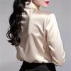 Elegante Damen Langarm Satinbluse mit Schleife