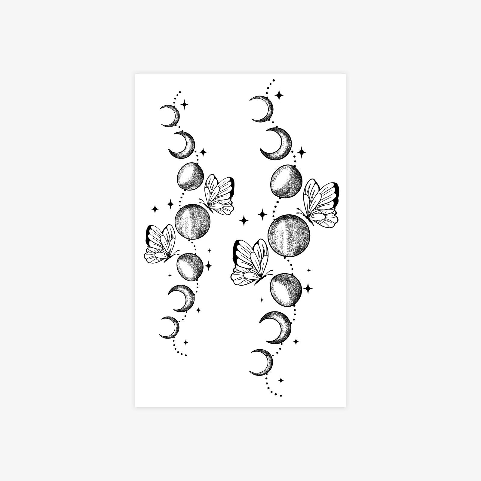 Simple Personalized Tattoo Sticker Waterproof Female Lasting Planet Track Butterfly Tattoo Sticker 12*19