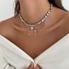 SHIXIN Trendy Irregular CCB Beads Short Choker Necklace for Women Punk Love Heart Pendant Necklace Daily Jewelry Neck Accessory
