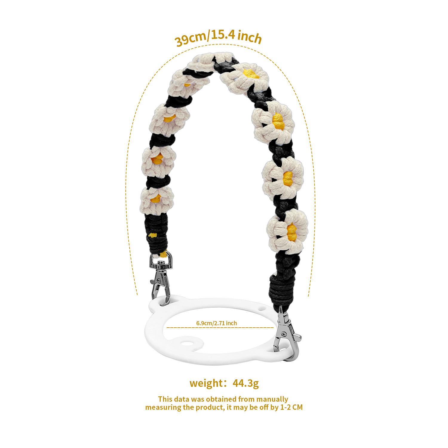 Portable Water Bottle Strap with Hand-Woven Flower Daisy Thickened Silicone Ring Paracord Coffee Cup Rope New Can Cover