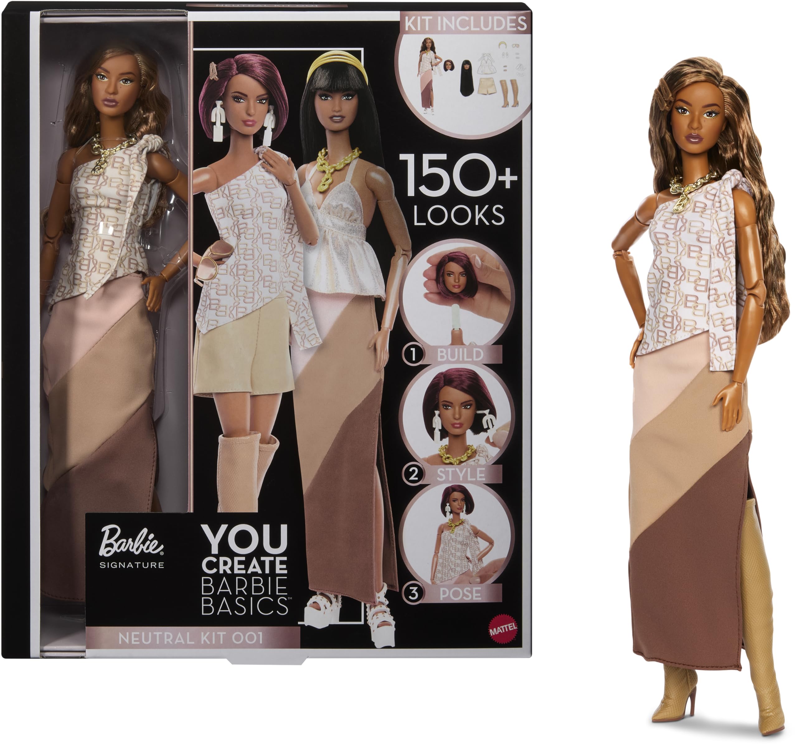 Barbie Basics You Create Kit 1 YOU CREATE BARBIE Neutral Kit 001 Signature Black Doll House Pretend Play Barbie Doll Ages 6 and Up JJX35 BASICS™