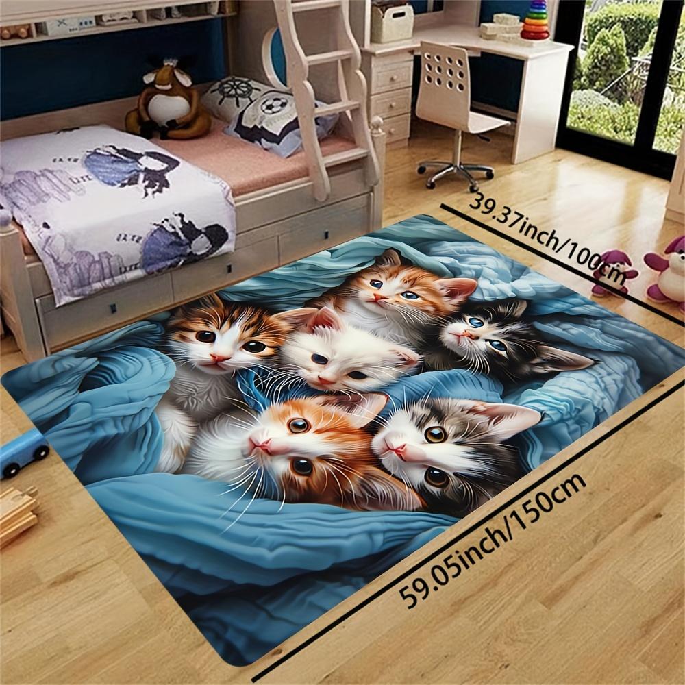 Cute Kitten Family Carpet Doormat Soft Floor Mat Large Area Rug Living Room Carpet Rug For Bedroom Welcome Carpet Home De