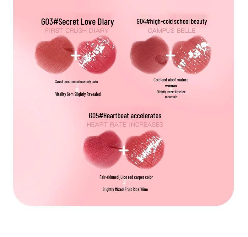 Gogotales Double-Ended Lip Gloss: Long-Lasting, Moisturizing Lip Mud & Mirror Water Light Lipstick