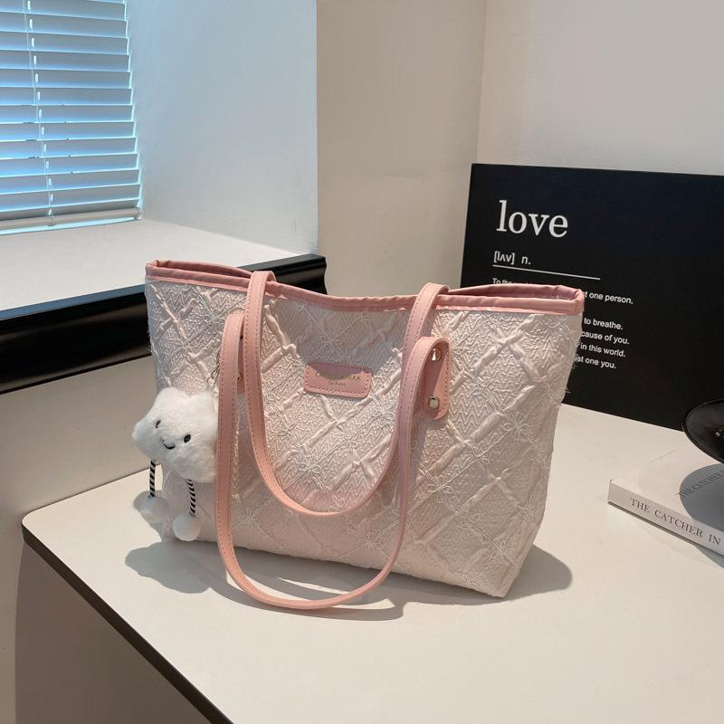 

Женская вместительная новая осенняя повседневная трендовая персональная сумка-тоут на плечо с подвеской Without pendant розовый