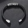 Cross-Border Stainless Steel Skull Leather Bracelet with Magnetic Buckle - Punk Hip Hop Style
