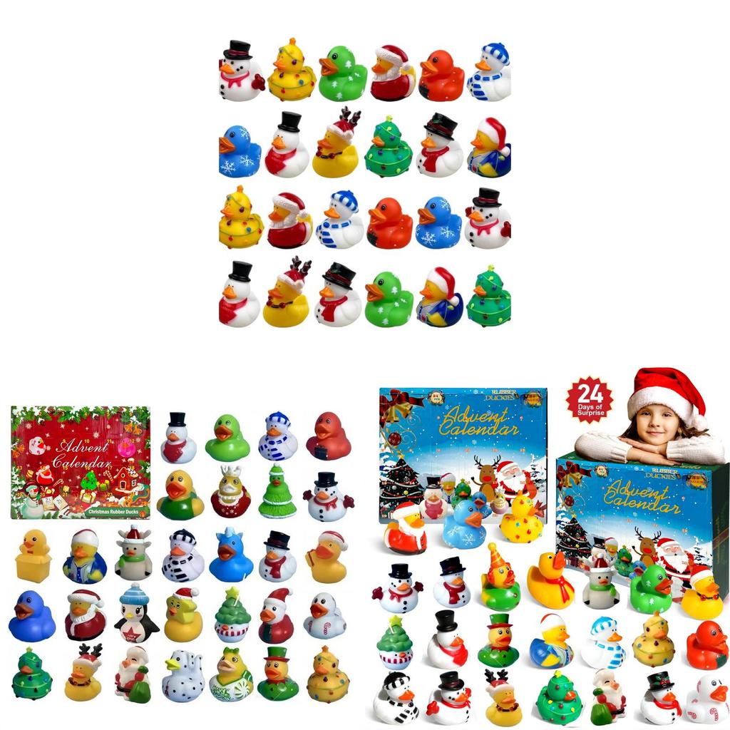 Christmas Kids Bath Toys Set With Squeaky Rubber Ducks For Holiday Play