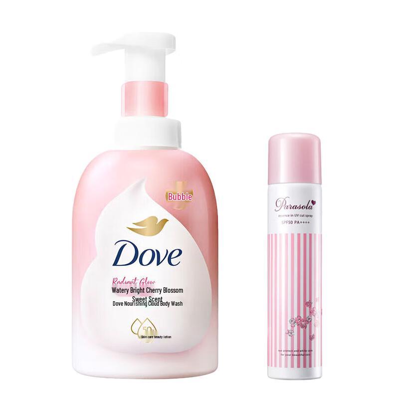 Набор: Гель для душа Dove Цветок вишни и Солнцезащитный спрей
