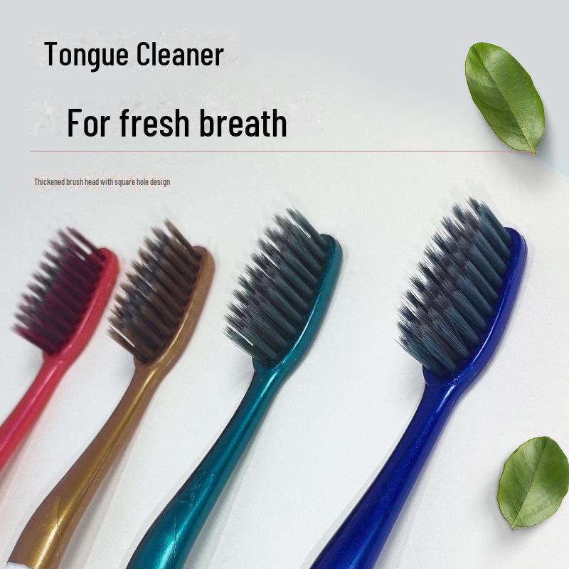 8-Pack Soft Bristle Adult Toothbrushes with Tongue Cleaner - Trendy Two-in-One for Couples