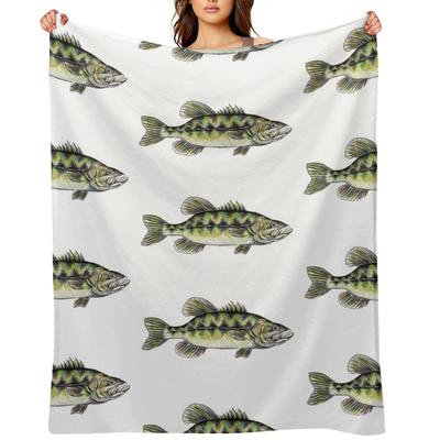 Largemouth Bass Fisherman Art Throw Blanket For Sofa Thin Furry Cosplay Anime Heavy Blankets