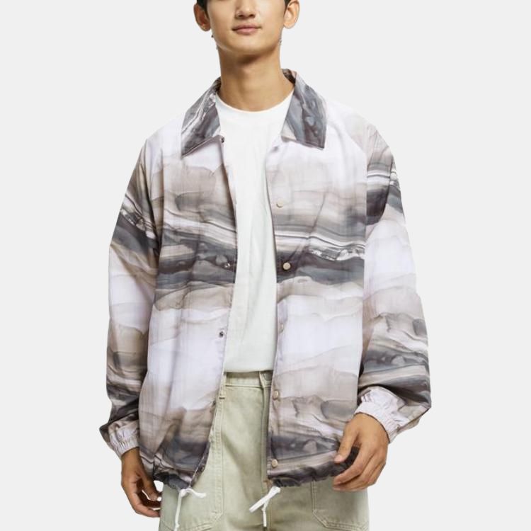 Calvin Klein Ink Splash Print Drawstring Hem Shirt Collar Jacket Men Jacket Mixed-Colors 40JM505-DA3
