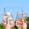Aurora Iridescent Glass Straw Cup - Creative Style for Milk & Juice