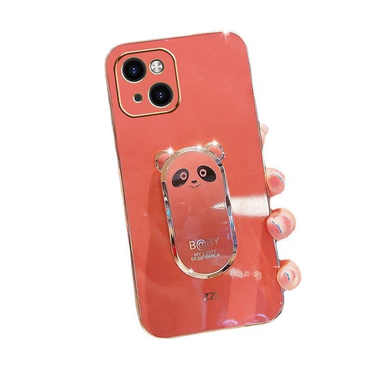Applicable To Apple 15 Mobile Phone Case Electroplated Bear Bracket IPhone 16 Protective Case 13 Soft 14 Proma