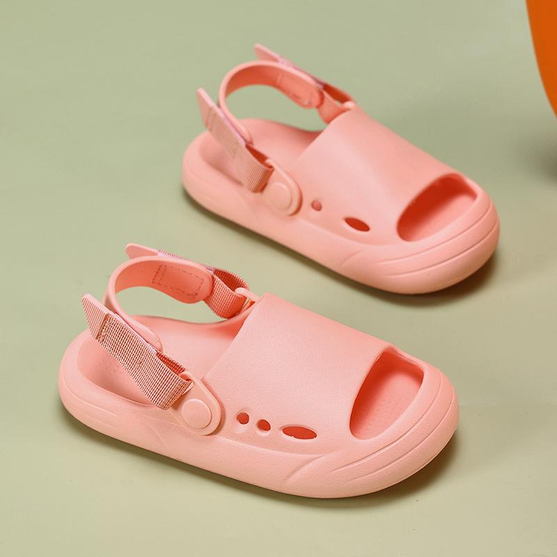 

Детские летние сандалии для мальчиков и девочек, простые модные пляжные туфли на мягкой подошве с открытым носком, шлепанцы для малышей, тренд 38 розовый