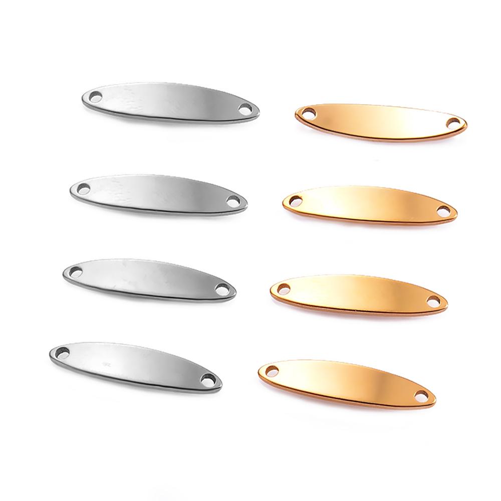 10pcs/lot Gold Stainless Steel Oval Blank Bar Hand Stamping Tags Connectors Bar For Jewelry Making Engraved DIY Making Bracelet