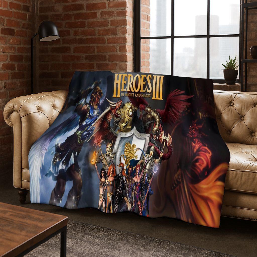 Retro Heroes of Might and Magic Map Games Art Flannel Blanket,Cozy Soft Throw Blanket for Home Bedroom Bed Sofa Cover Gift kids
