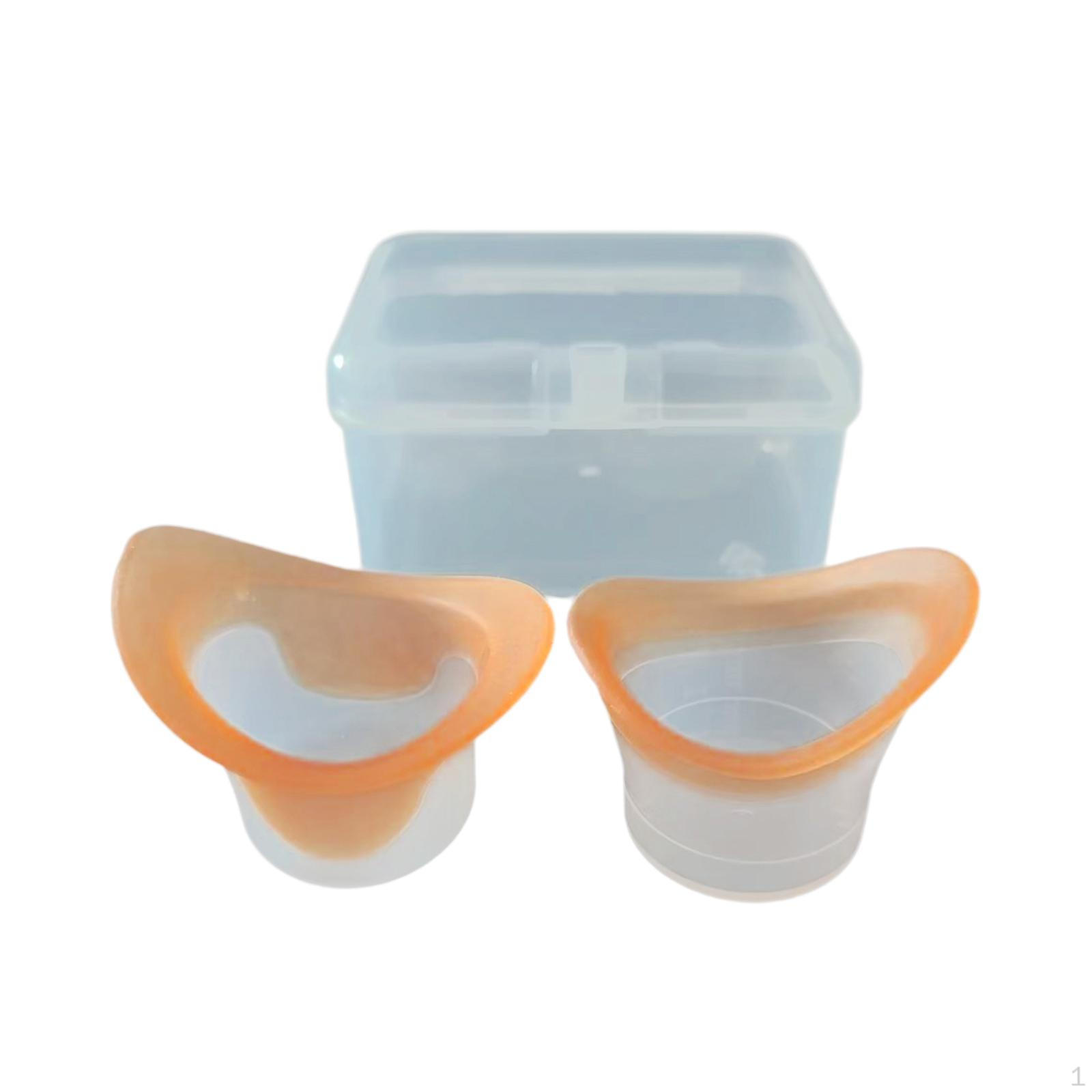 

2 шт. Силіконові чашки для промивання очей Інструмент для зняття макіяжу Герметичні Багаторазові з контейнером для зберігання помаранчевий