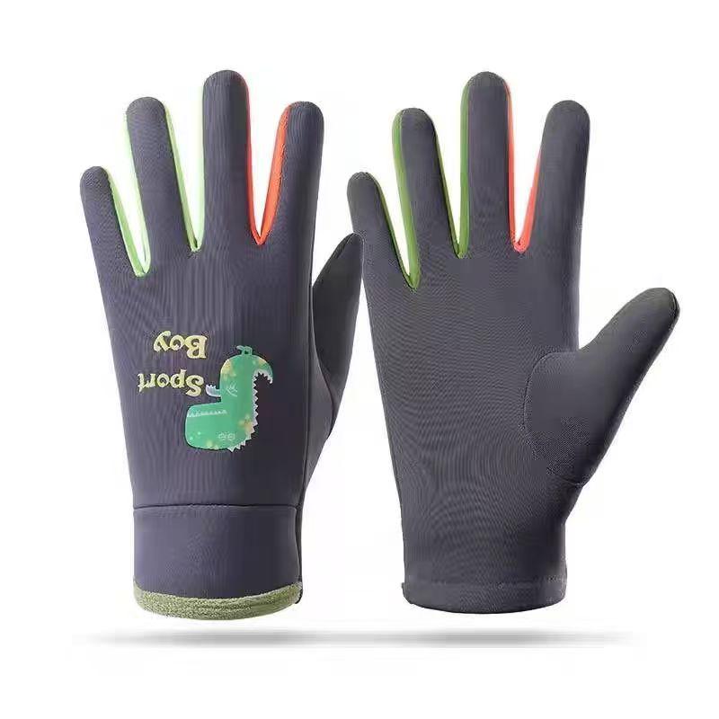 Luvas Luminous de Inverno com Desenhos Animados para Crianças - Forradas com Veludo, à Prova de Vento e Repelentes à Água para Ciclismo na Primavera e Outono