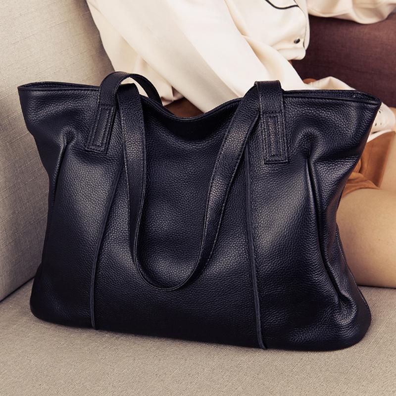 2025 Autumn Winter New Women's Bag Large Capacity Genuine Leather Tote Bag Fashionable Shoulder Bag Handbag Trendy