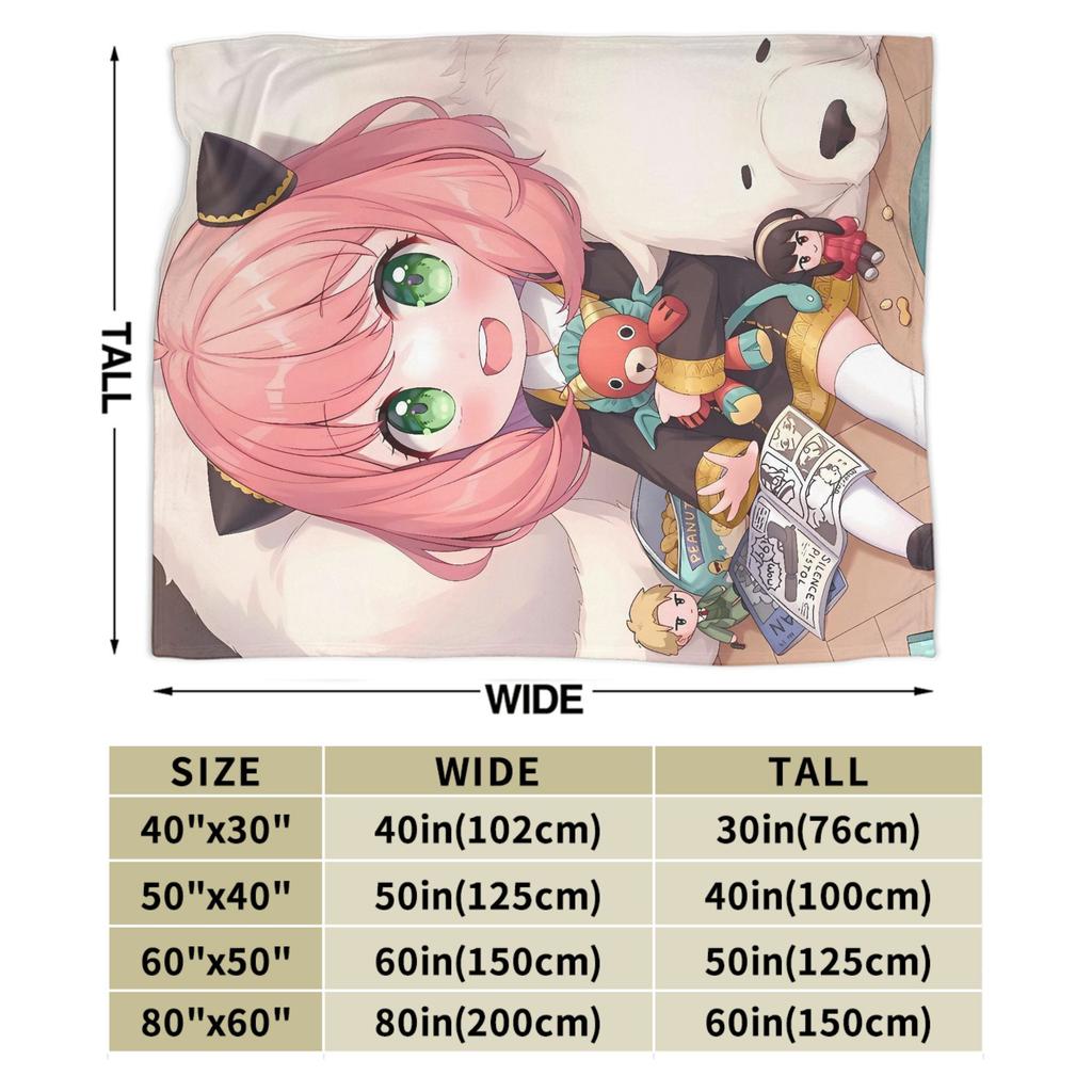 Spy Family Flannel Blanket Winter A-Anyas Super Warm Throw Blanket for Kids Bedroom Graphic Bedspread Sofa Bed Cover