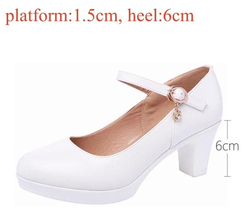 6 8 11 13cm Small Size 32-43 Comfortable Soft Leather Shoes Mary Janes 2025 Womens Block High Heels Shoes Dress Office Model Mom
