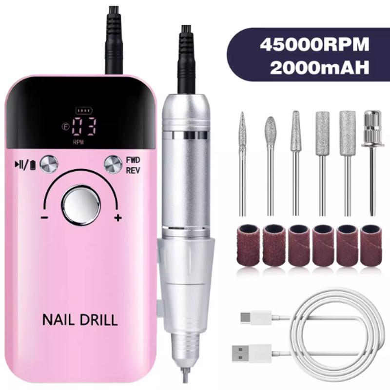 

Фрезер для ногтей Перезаряжаемая модель Удобная машинка для нейл-арта Специальный нешелушащийся фрезер Профессиональный нейл-арт розовый