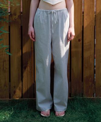 BUT'TON Seersucker Band Pants (Ivory)