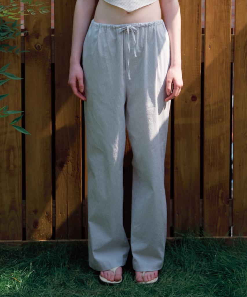 BUT'TON Seersucker Band Pants (Ivory)