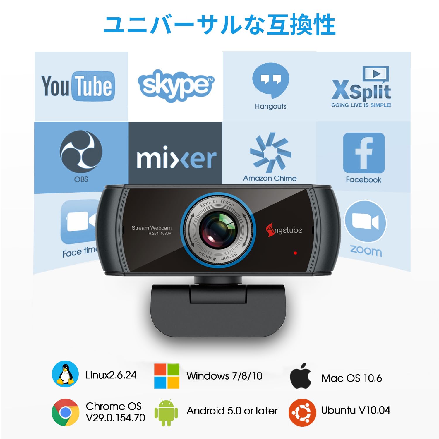 Logitubo HD Webcam 1080P Live Streaming Camera 2MP Dual Microphone