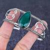 Emerald(Simulated) Gemstone 925 Sterling Silver Cuff Bangle Adj Y9o20