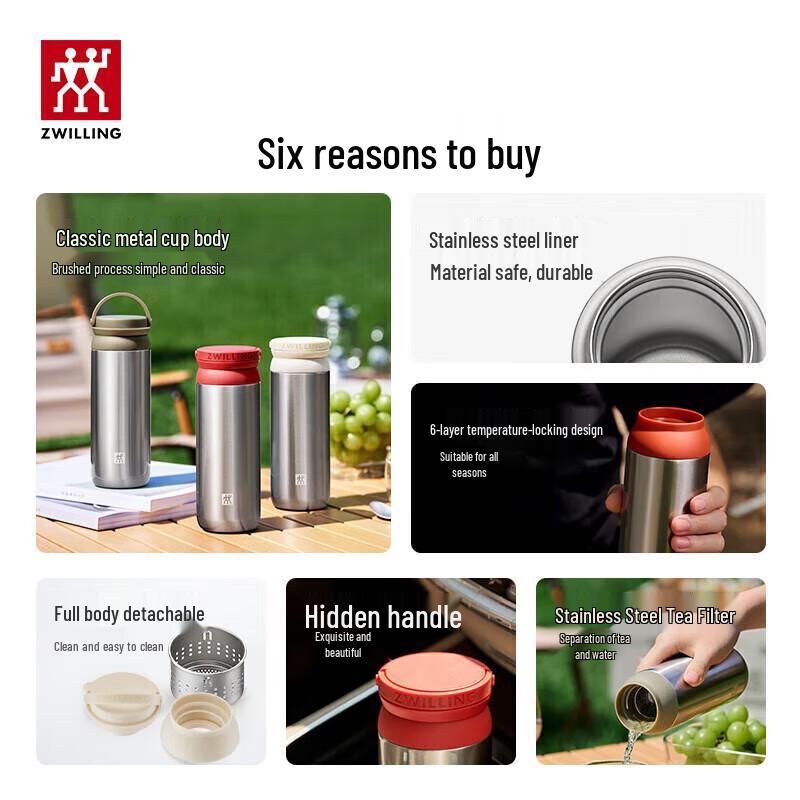 Zwilling 450 ml Isoleret Te-krus med Håndtag i 316L Rustfrit Stål