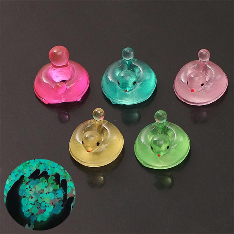 10Pcs Mini Luminous Swimming Ring Ducks Micro Landscape Ornament Miniature Statue Potted Garden Home Decoration