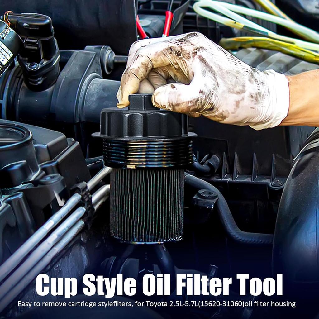 Oil Filter Wrench For Toyota, Lexus, Camry,Oil Filter Removal Tool For Runner, Tundra, Tacoma 2.5-5.7L Engine 64Mm 14 Flutes, Black Oil Filter Tool