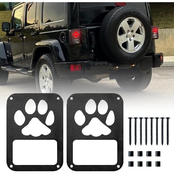 

Tail Light Cover Dog Paw Aluminum Alloy Covers Guards Compatible with 2007-2018 Jeep Wrangler JK Unlimited Taillights, 2 Pack For JK (Paw Print)