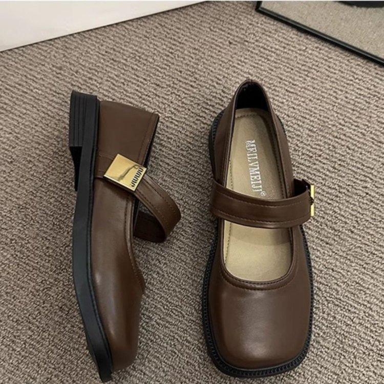 

Mary Jane shoes women s spring and summer 2025 new British style small leather shoes flat-soled beanie shoes niche French single shoes 40